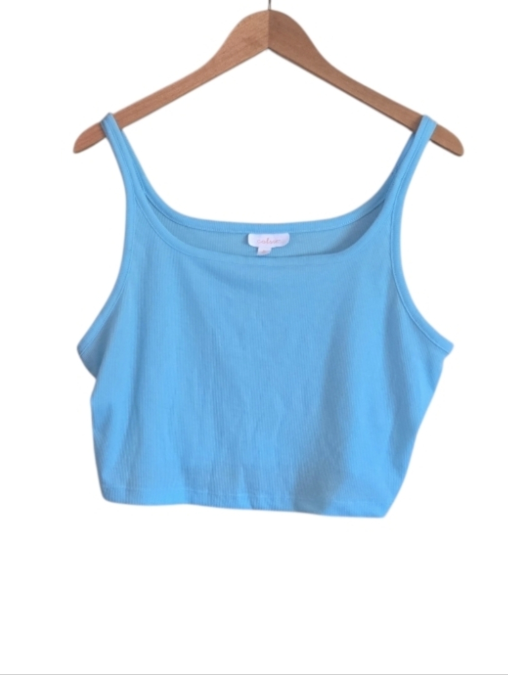 Colsie Sky Blue Ribbed Crop Tank Top